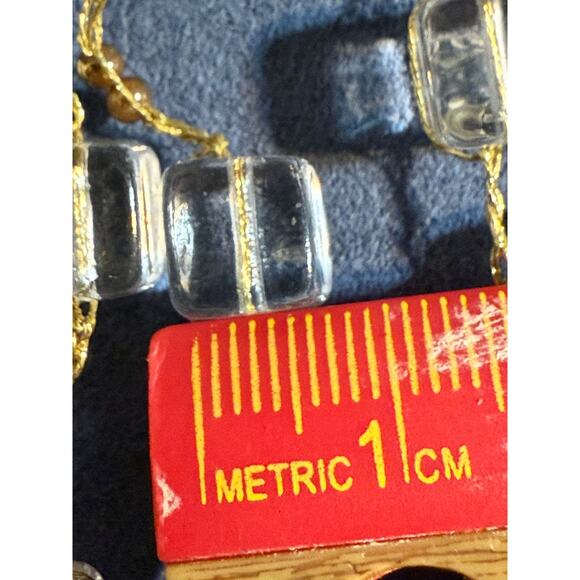 Handcrafted Clear & Gold Tone Beaded Necklace - 50 Inches - Picture 8 of 9